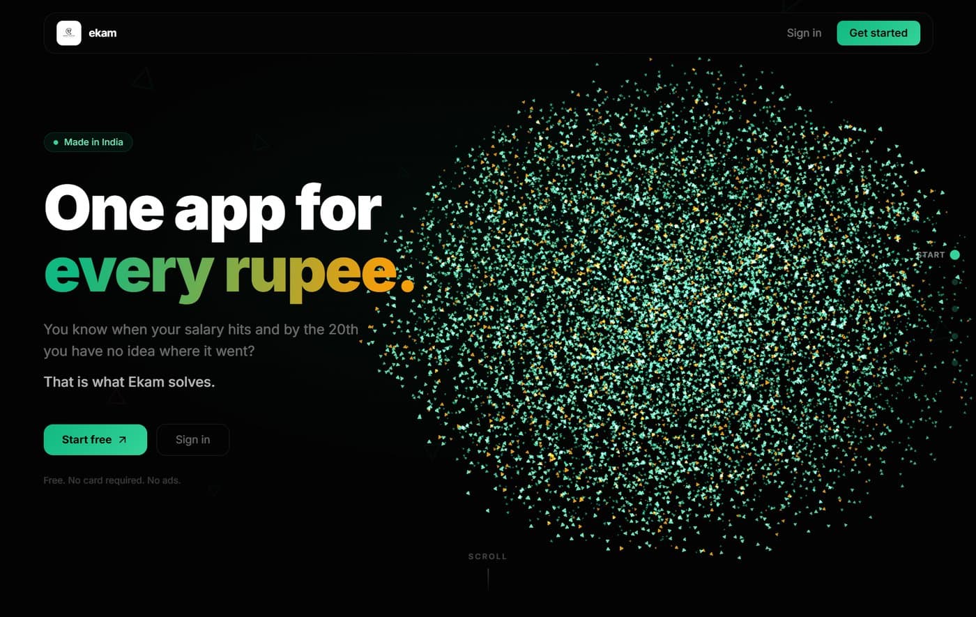 Ekam Finance homepage screenshot